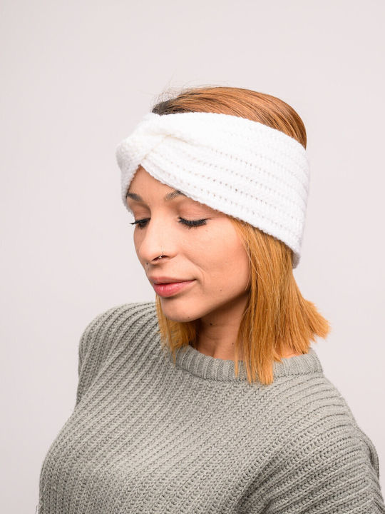 Feminin Bandă pentru cap cu Tricotaj Rib în culoarea Alb