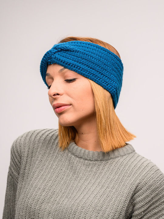 Frauen Stirnband mit Rippstrick in Blau Farbe
