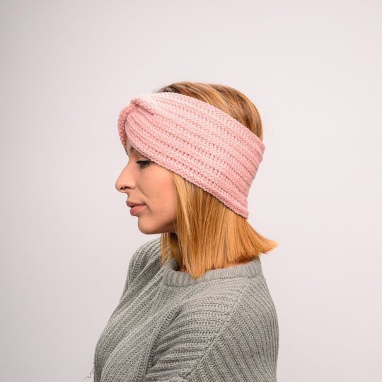 Frauen Stirnband mit Rippstrick in Rosa Farbe