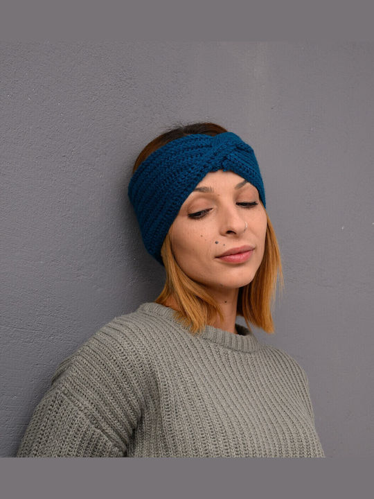 Frauen Stirnband mit Rippstrick in Blau Farbe