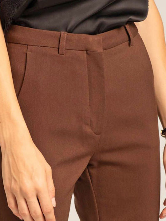 Sandras Γυναικείο Υφασμάτινο Παντελόνι Brown