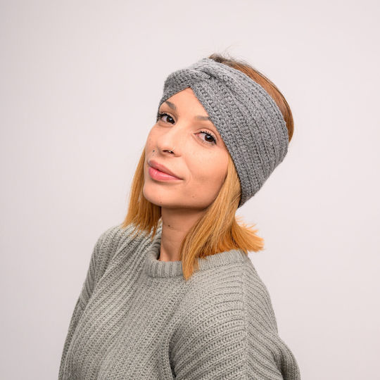 Frauen Stirnband mit Rippstrick in Gray Farbe