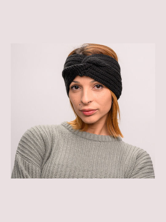 Γυναικείο Headband με Rib Πλέξη σε Μαύρο χρώμα
