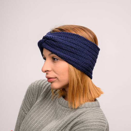 Frauen Stirnband mit Rippstrick in Marineblau Farbe