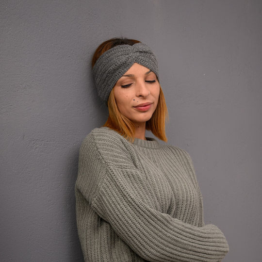 Frauen Stirnband mit Rippstrick in Gray Farbe