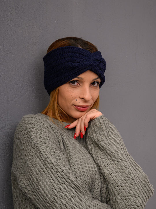 Headband with Rib Knit in Navy Blue color