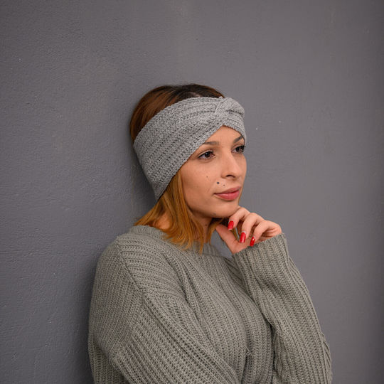 Frauen Stirnband mit Rippstrick in Gray Farbe