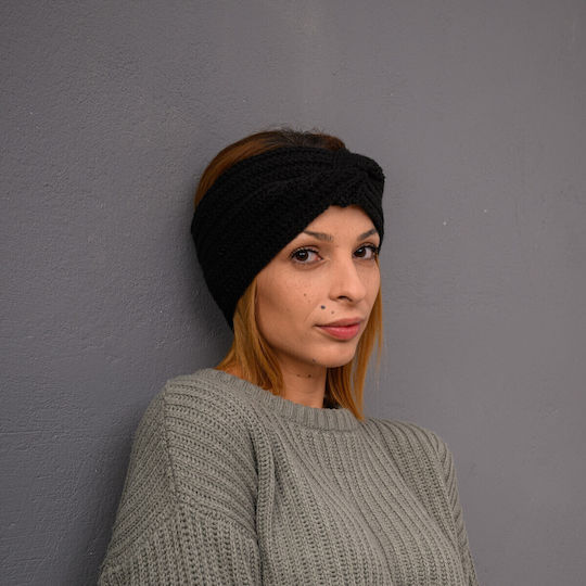 Frauen Stirnband mit Rippstrick in Schwarz Farbe
