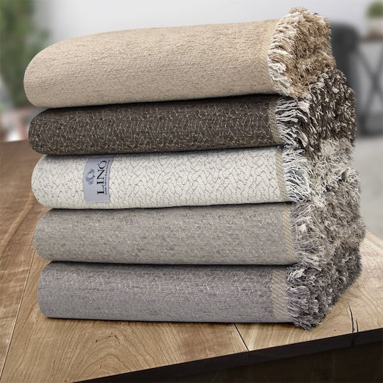 Lino Home Boxi Покривка За Фотьойл Шенил 180x180см Светлосив Lino Home Сив