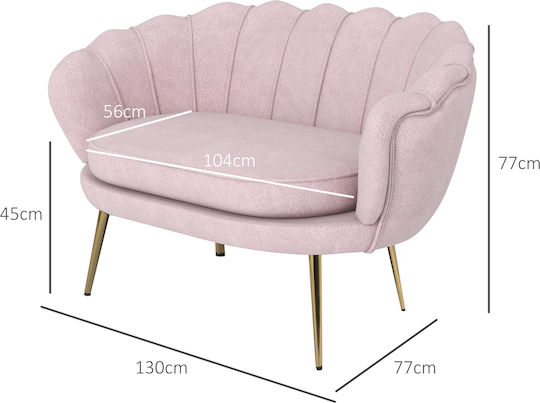 Canapea Cu Două Locuri Catifea Roz 130x77x77cm