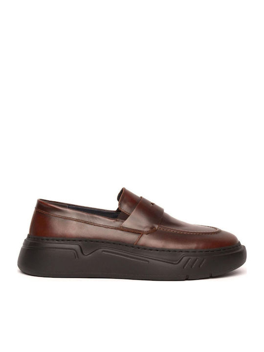 Δερμάτινα Ανδρικά Loafers σε Καφέ Χρώμα