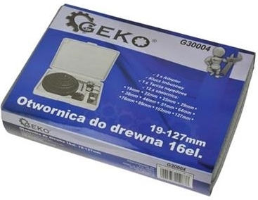 Комплект боркорони Geko за дърво, гипсокартон, пластмаса 16 части 19-127mm G30004