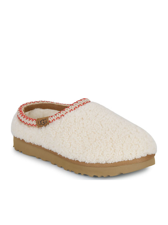 Tasman Maxi Curly Closed Leather Women's Slippers Beige
