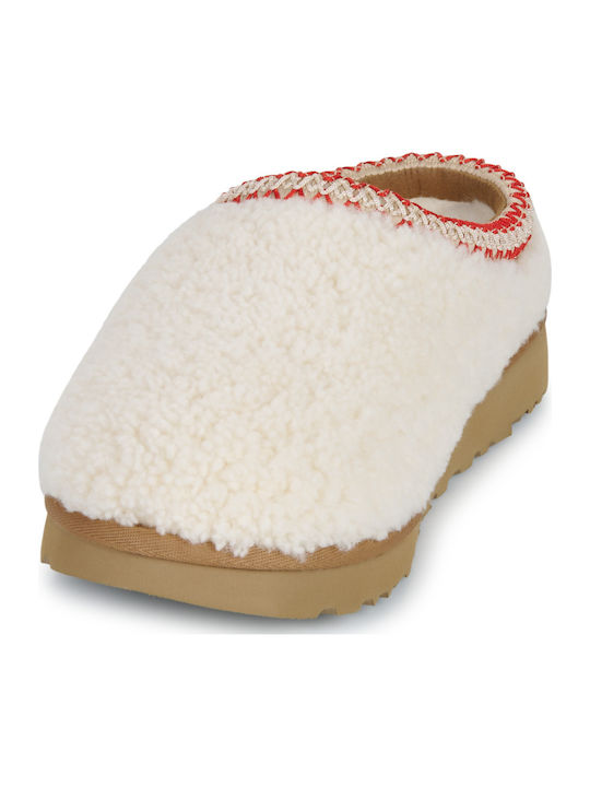 Tasman Maxi Curly Closed Leather Women's Slippers Beige