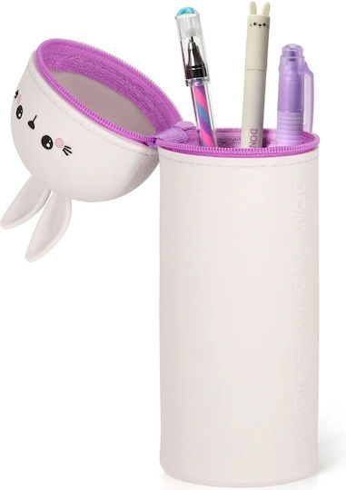 Legami Milano Pencil Case Silicone Barrel with 2 Compartments White