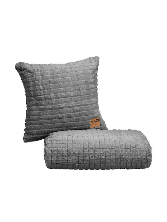 Madi Μαξιλάρι Καναπέ Rays από Γούνα Grey 45x45εκ.