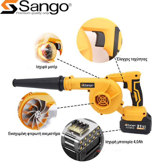 Sango Suflantă de Mână 21V cu 2 Baterii 4Ah & Reglare Volum
