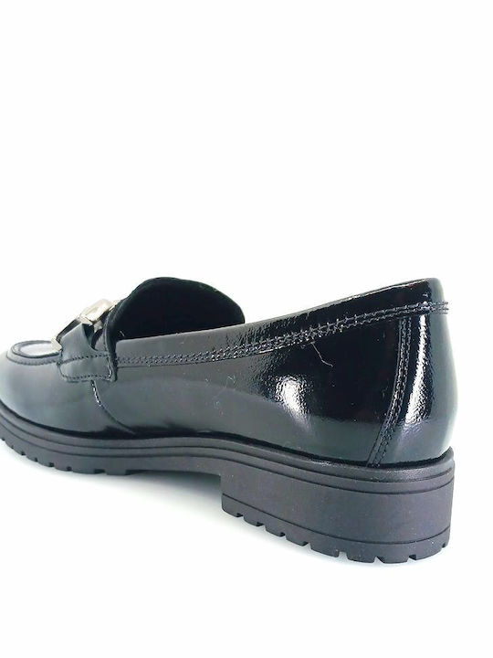 Δερμάτινα Γυναικεία Loafers μαύρο λουστρίνι