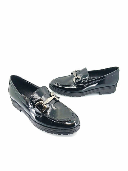 Δερμάτινα Γυναικεία Loafers μαύρο λουστρίνι