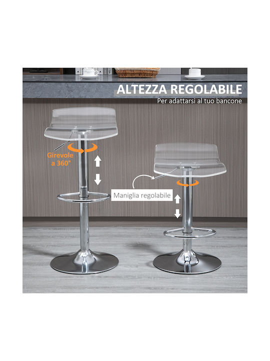 Stool Bar with Back & Adjustable Height Transparent 2pcs