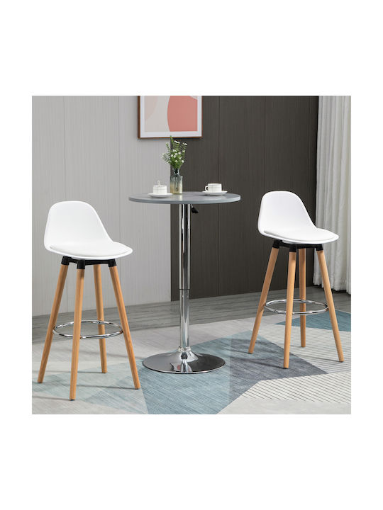 Stool Bar with Backrest Wooden White 2pcs 38.5x42.5x91cm