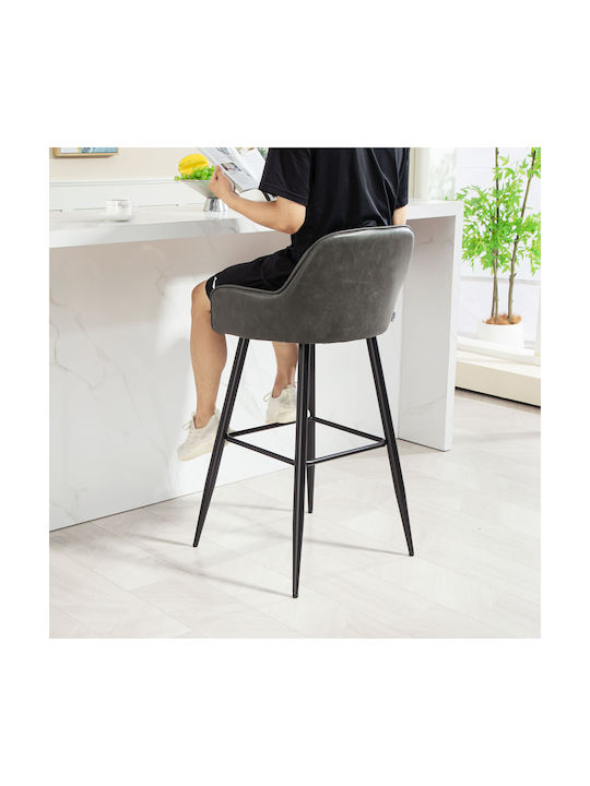 Hocker Bar mit Rückenlehne Gepolstert mit Kunstleder Gray 2Stück