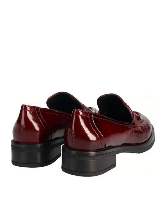 Leder Damen Mokassins in Burgundisch Farbe