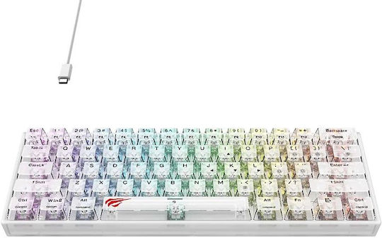 Havit KB877L Gaming Mechanical Keyboard 60% with Custom switches and RGB lighting (English US) Transparent White