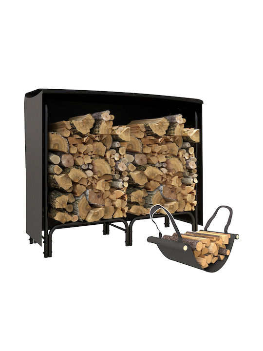 Outsunny Μεταλλική Τσάντα Μεταφοράς Ξύλων 120x36x99cm Μαύρη