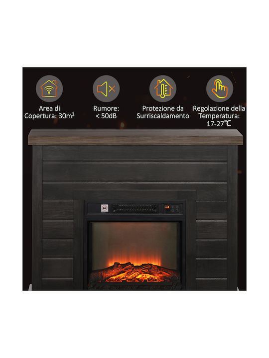 HomCom Επιδαπέδιο Ηλεκτρικό Τζάκι 1800W 96.5x22cm Γκρι