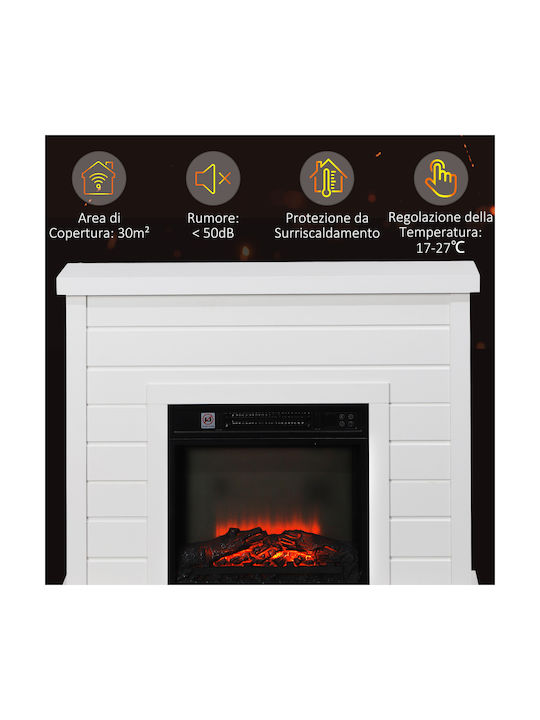 HomCom Под Електрическа печка 1800W 96.5x22см Бял