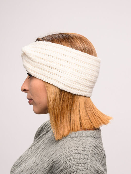 Frauen Stirnband mit Rippstrick in Beige Farbe