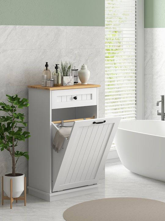 HomCom Floor Bathroom Shelf Wooden White