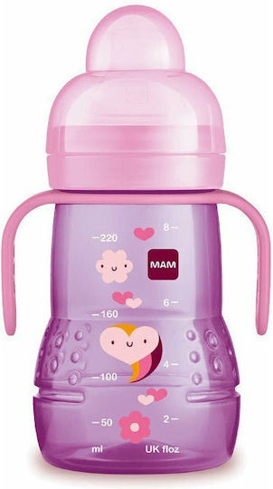 Mam Transition Trainer+ Night Educational Sippy Cup Silicone with Handles Green Beige for 4m+m+ 220ml