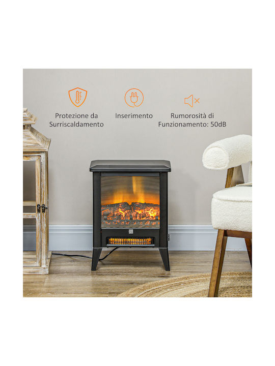 HomCom Επιδαπέδιο Ηλεκτρικό Τζάκι 1800W 36x21cm Μαύρο