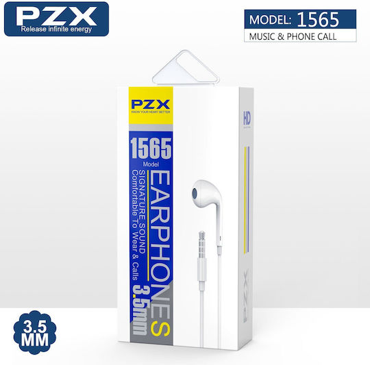PZX 1565 In-ear Handsfree Ακουστικά με Βύσμα 3.5mm Λευκό