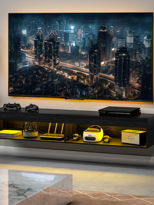 Έπιπλο Τηλεόρασης με Φωτισμό LED Μαύρο Μ180xΠ40xΥ30cm