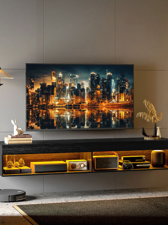 Έπιπλο Τηλεόρασης με Φωτισμό LED Μαύρο Μ180xΠ40xΥ30cm