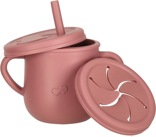 ikonka Feeding Set made of Silicone with Non-Slip Base Pink 6pcs