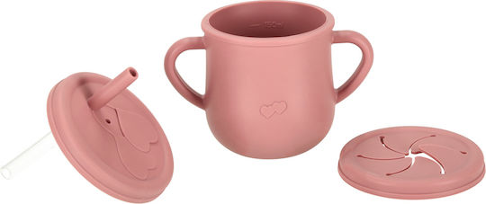 ikonka Feeding Set made of Silicone with Non-Slip Base Pink 6pcs