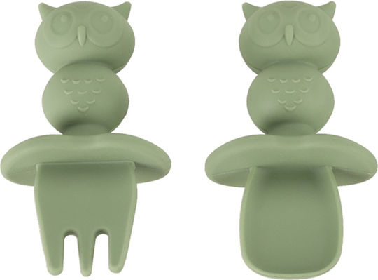 ikonka Feeding Set made of Silicone Green 6pcs