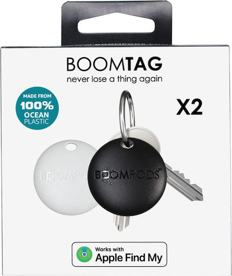 Boompods BoomTag Apple Find My Tracker Black & White 2pcs