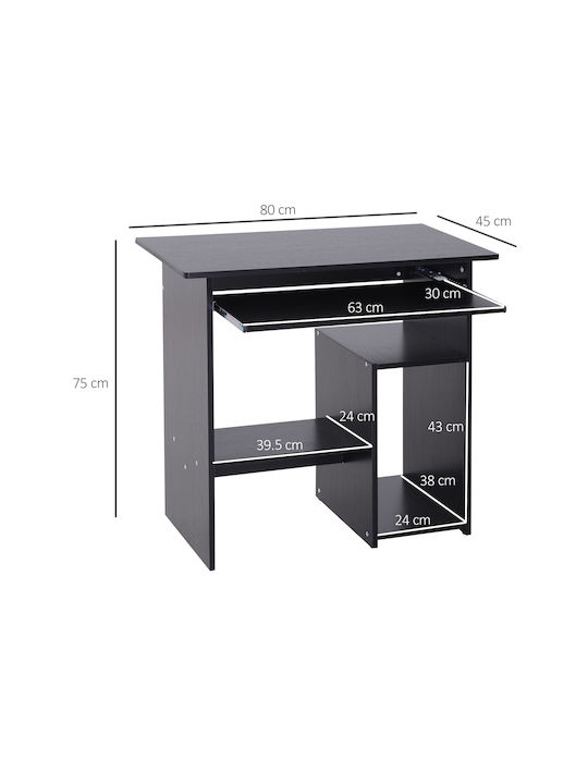 Birou De Calculatoare Din Lemn Negru Cu Picioare Metalice 80x45x75cm