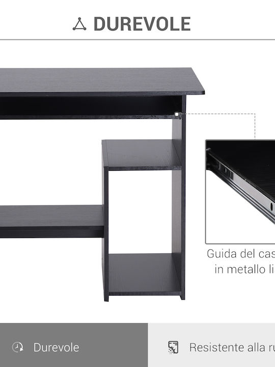 Birou De Calculatoare Din Lemn Negru Cu Picioare Metalice 80x45x75cm