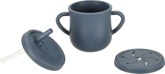 ikonka Feeding Set made of Silicone with Non-Slip Base Blue 6pcs