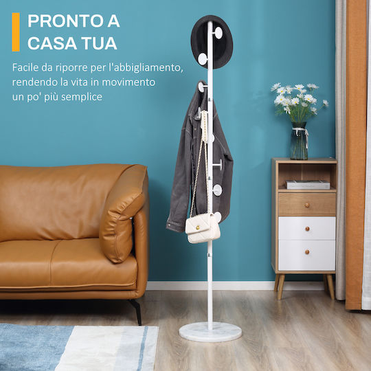 HomCom Metallic Coat Rack White 35x35x170cm