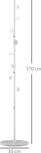 HomCom Metallic Coat Rack White 35x35x170cm