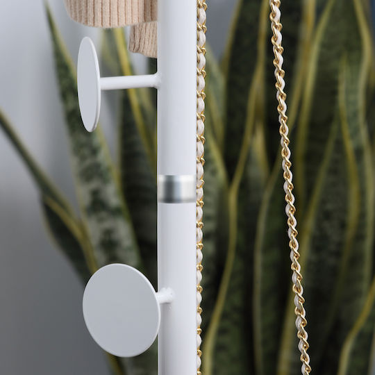 HomCom Metallic Coat Rack White 35x35x170cm