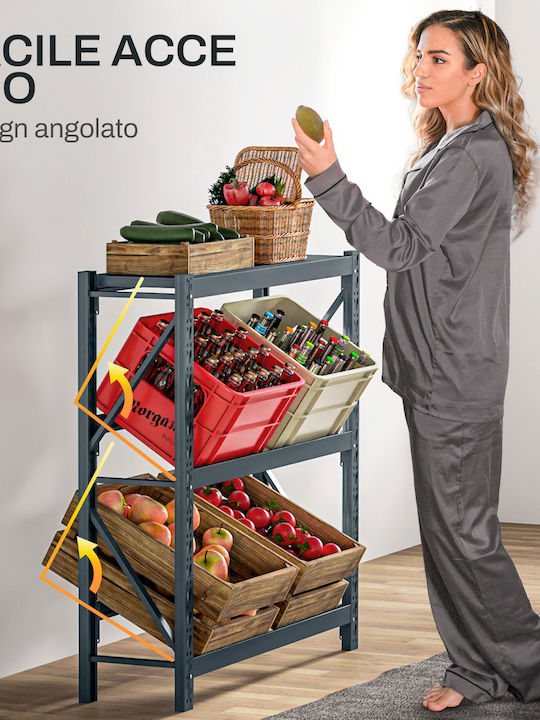 HomCom Free Standing Metallic Wine Cabinet Gray 110x30x110cm
