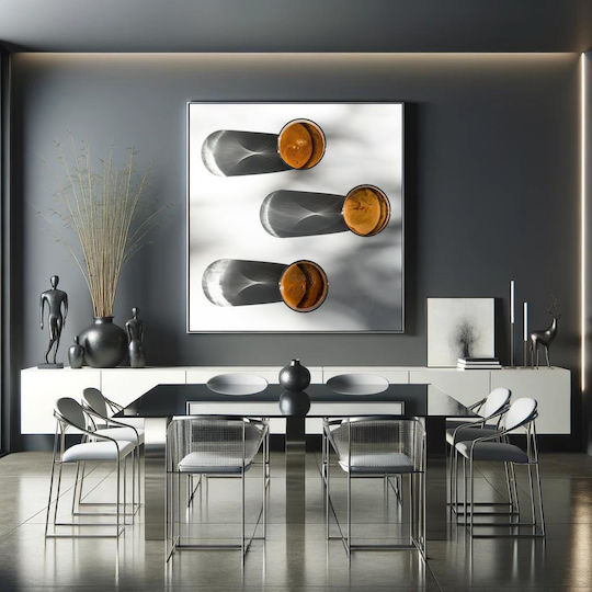 Πίνακας Three Coffee Cups Shadows Τρία Φλιτζάνια Καφέ Σκιές 100x100
